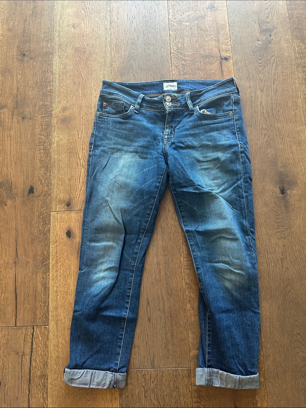 Hudson Jeans Dark Blue Cropped Rolled Cuff Jeans